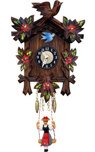Engstler Battery-operated Clock - Mini Size with Music/Chimes - Painted Flowers & Girl Pendulum