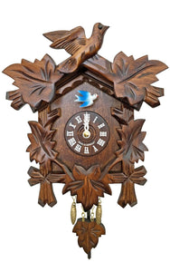 Engstler Battery-operated Clock - Mini Size with Music/Chimes- Carved Leaves