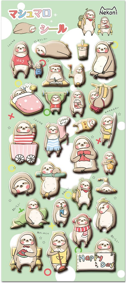 Sloth Puffy Stickers
