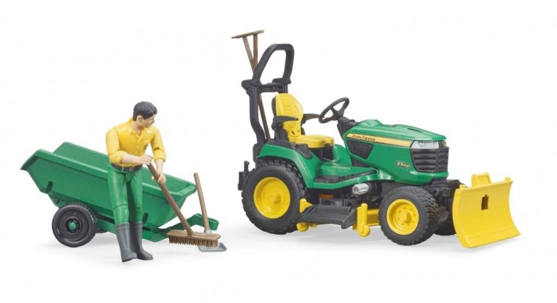 John Deere Lawn Tractor with Trailer and Gardener